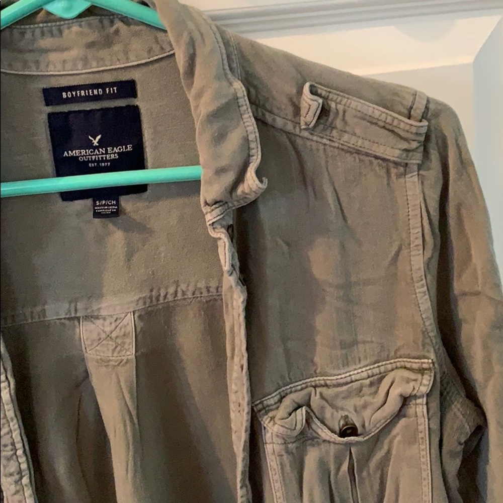 Aeo Green Button Down - image 3